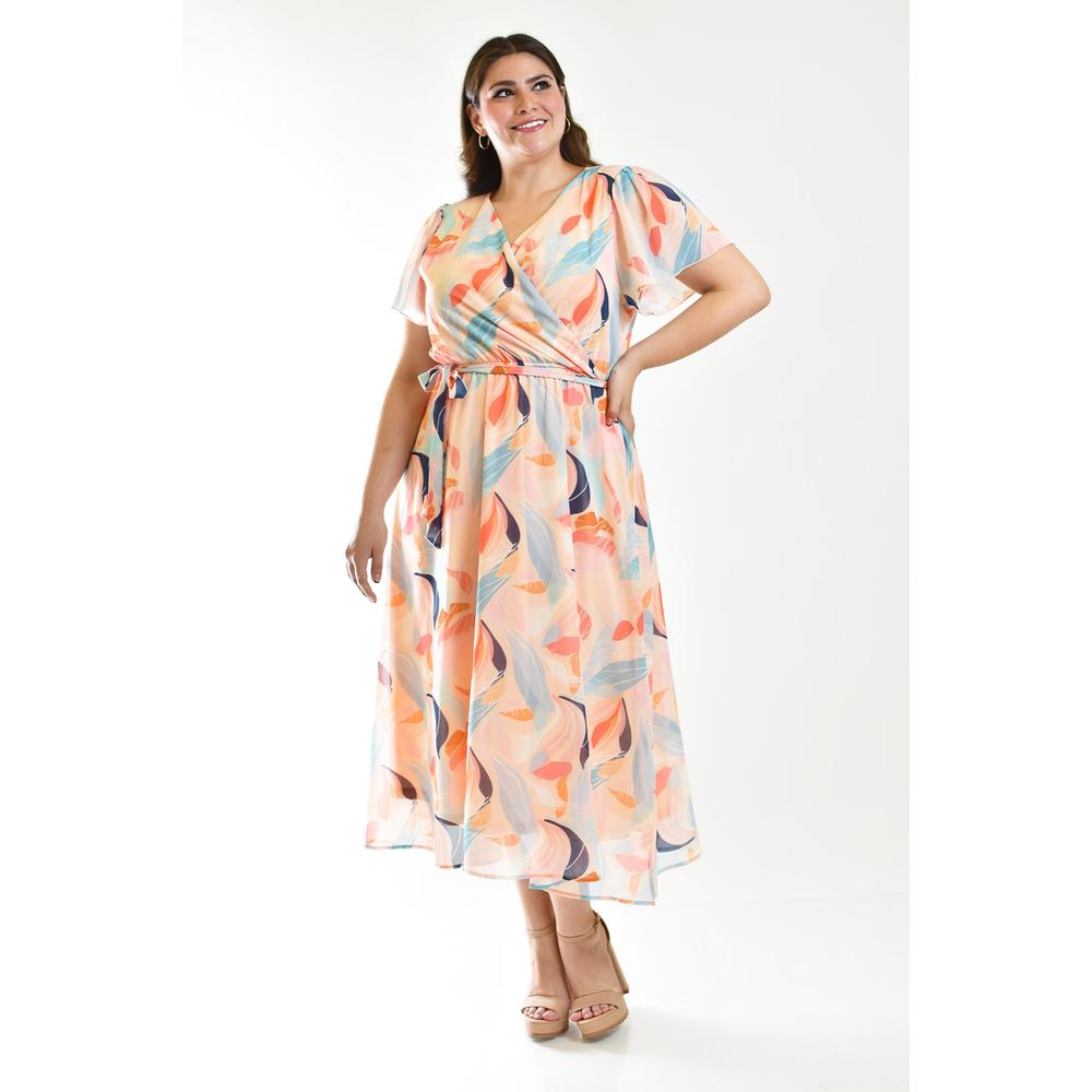 Foto 6 pulgar | Vestido de Chiffon Roman Fashion Tallas Extras Rosa Claro