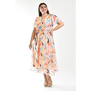 Foto 5 | Vestido de Chiffon Roman Fashion Tallas Extras Rosa Claro