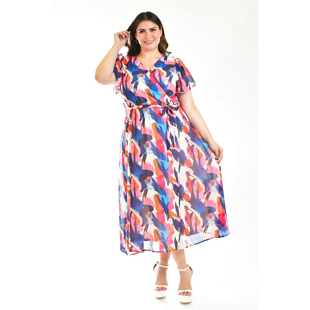Foto 6 | Vestido de Chiffon Roman Fashion Tallas Extras Rosa Claro