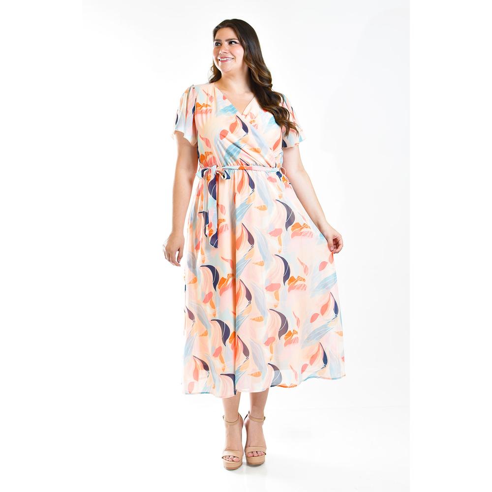 Foto 8 pulgar | Vestido de Chiffon Roman Fashion Tallas Extras Rosa Claro