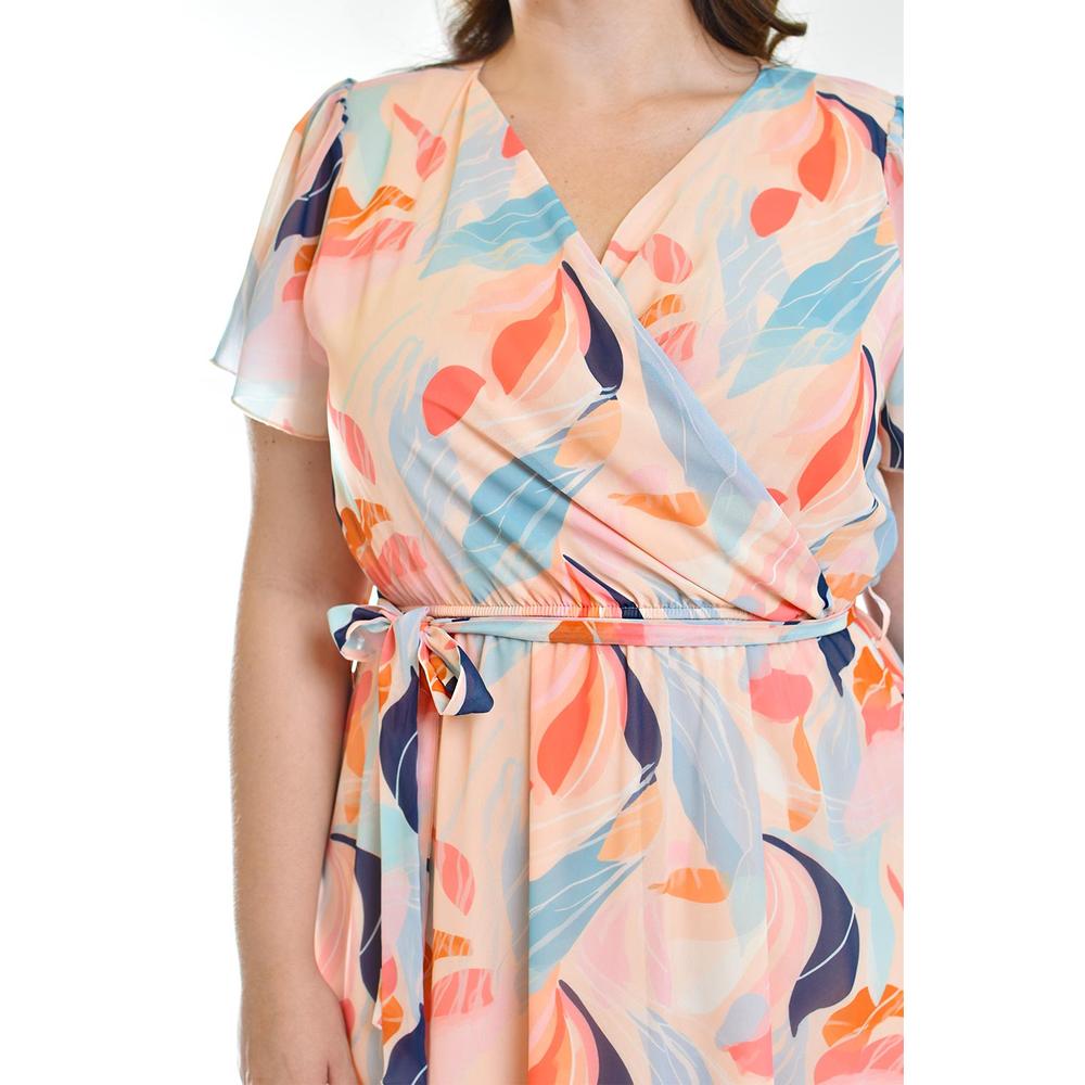 Foto 9 pulgar | Vestido de Chiffon Roman Fashion Tallas Extras Rosa Claro