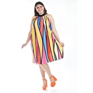 Foto 2 | Vestido Plisado Roman Fashion Multicolor Tallas Extras para Mujer