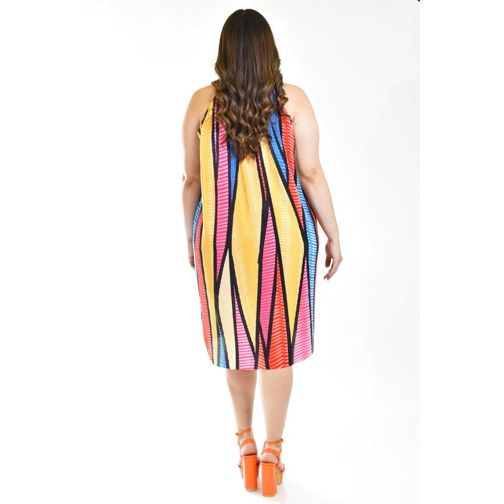 Foto 4 pulgar | Vestido Plisado Roman Fashion Multicolor Tallas Extras para Mujer