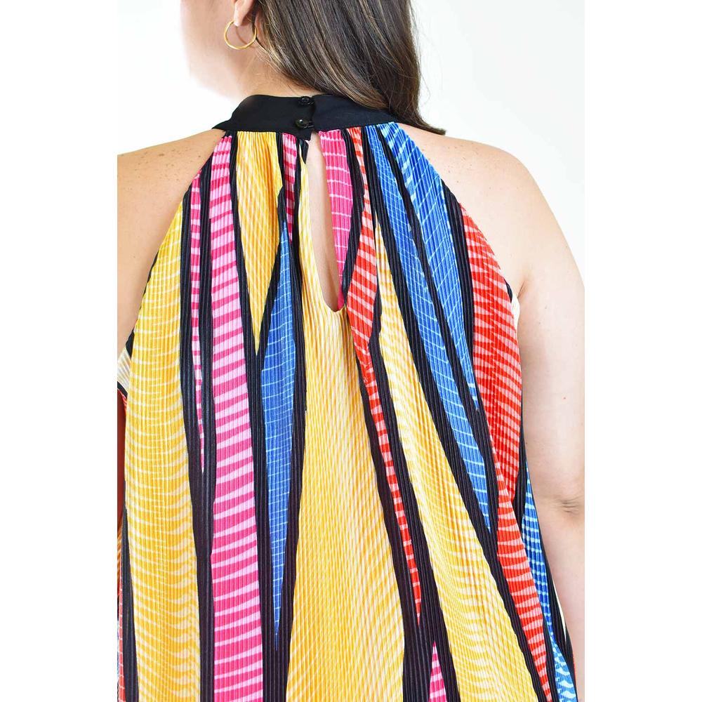 Foto 5 pulgar | Vestido Plisado Roman Fashion Multicolor Tallas Extras para Mujer