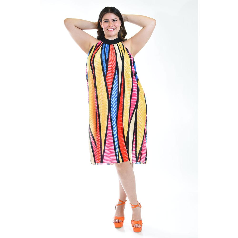 Foto 6 pulgar | Vestido Plisado Roman Fashion Multicolor Tallas Extras para Mujer