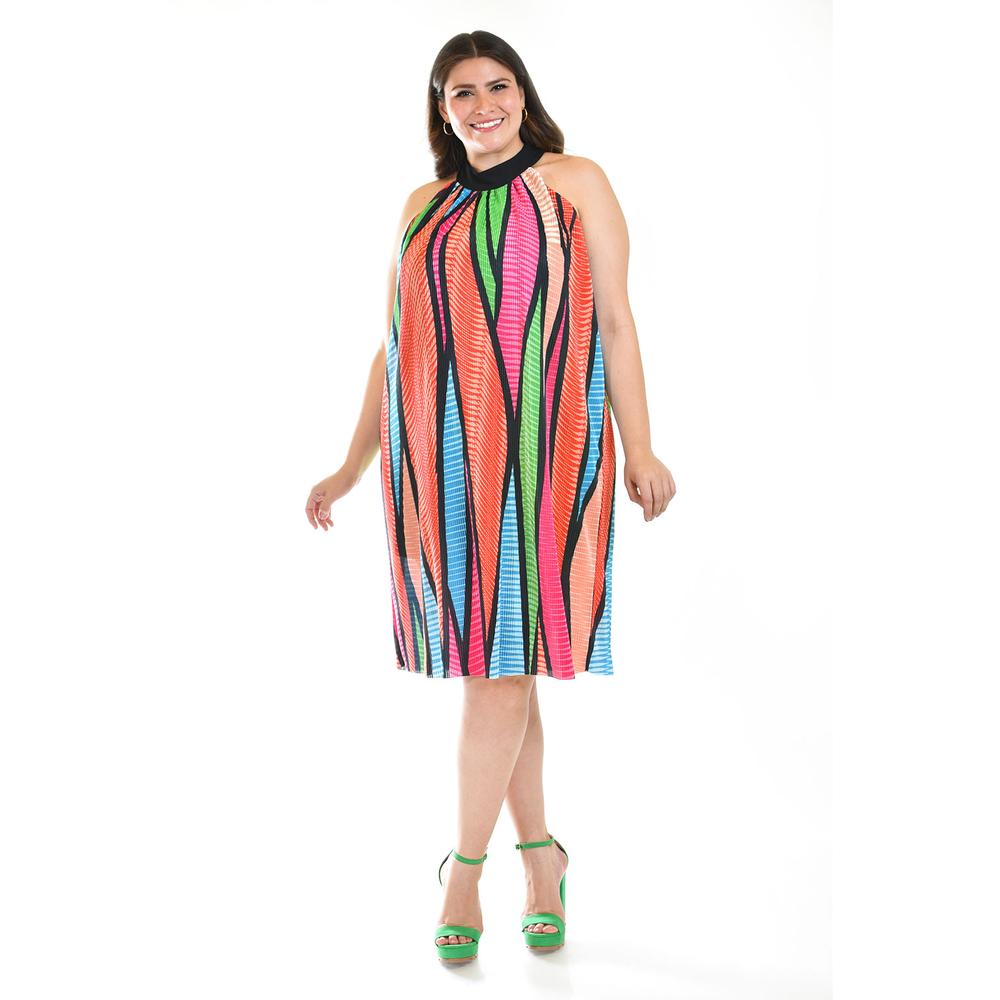 Foto 2 pulgar | Vestido Roman Fashion /Tallas Extras 2325 Plisado Multicolor