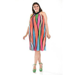 Foto 1 | Vestido Roman Fashion /Tallas Extras 2325 Plisado Multicolor