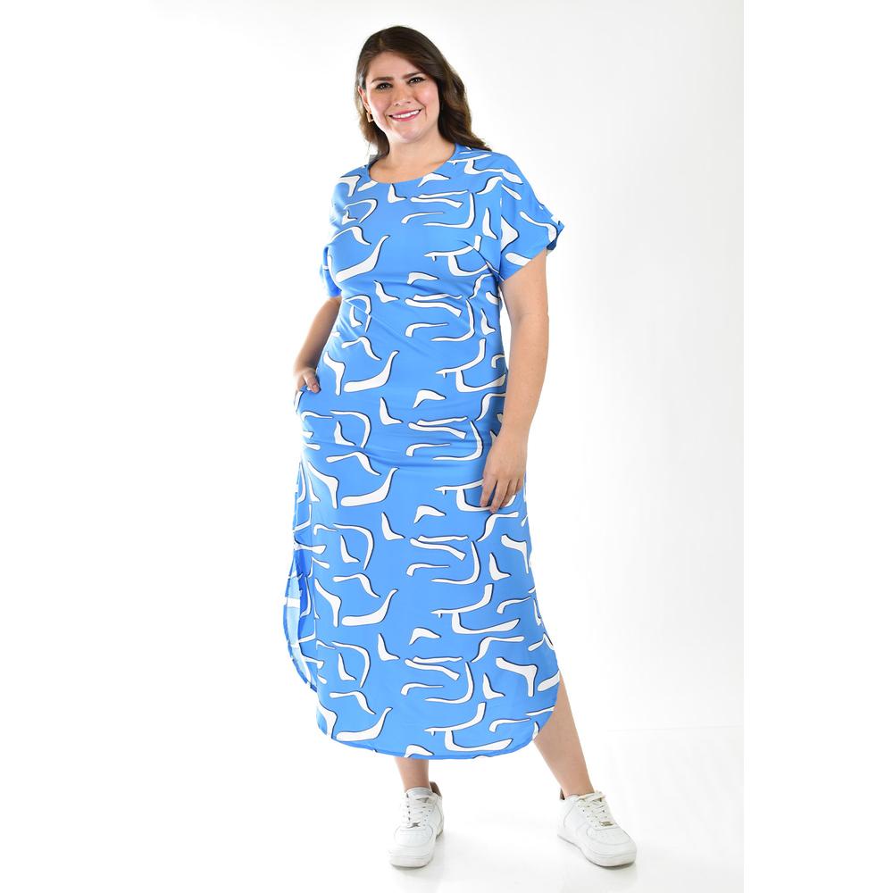 Foto 2 pulgar | Vestido Midi Estampado Roman Fashion Azul