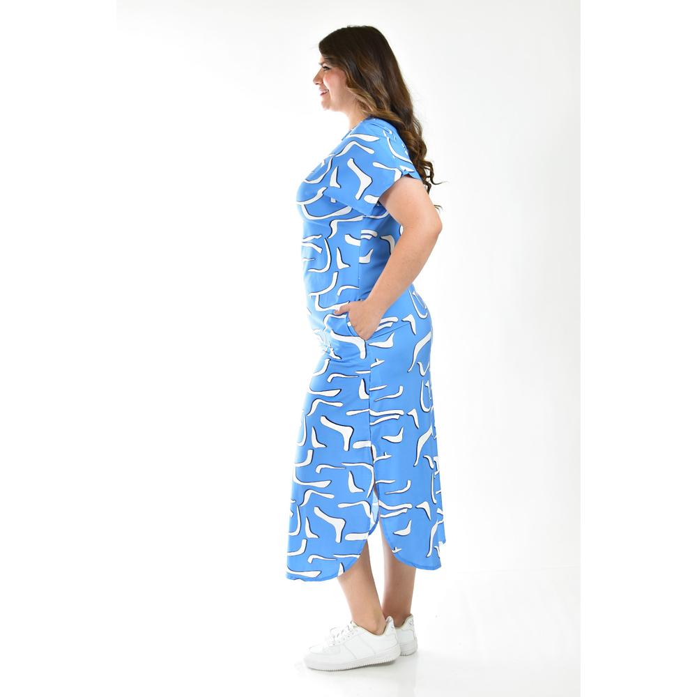Foto 3 pulgar | Vestido Midi Estampado Roman Fashion Azul