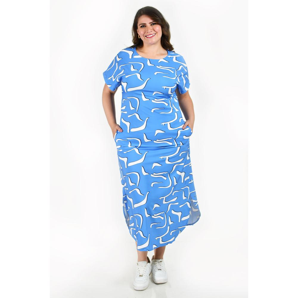 Foto 6 pulgar | Vestido Midi Estampado Roman Fashion Azul