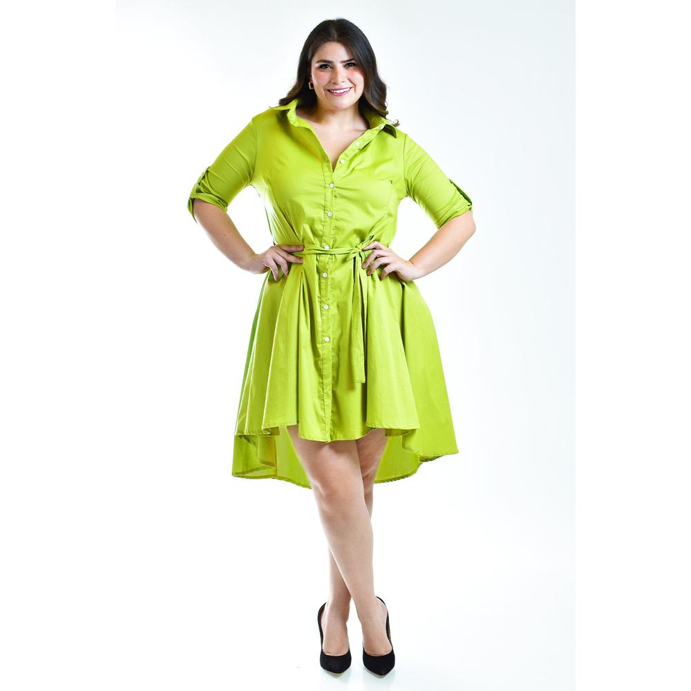 Foto 2 pulgar | Vestido Asimétrico Roman Fashion Tallas Extras Verde Lima para Mujer