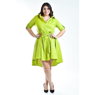 Foto 1 | Vestido Asimétrico Roman Fashion Tallas Extras Verde Lima para Mujer
