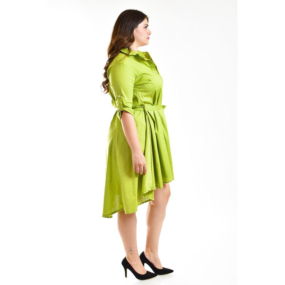 Foto 3 pulgar | Vestido Asimétrico Roman Fashion Tallas Extras Verde Lima para Mujer