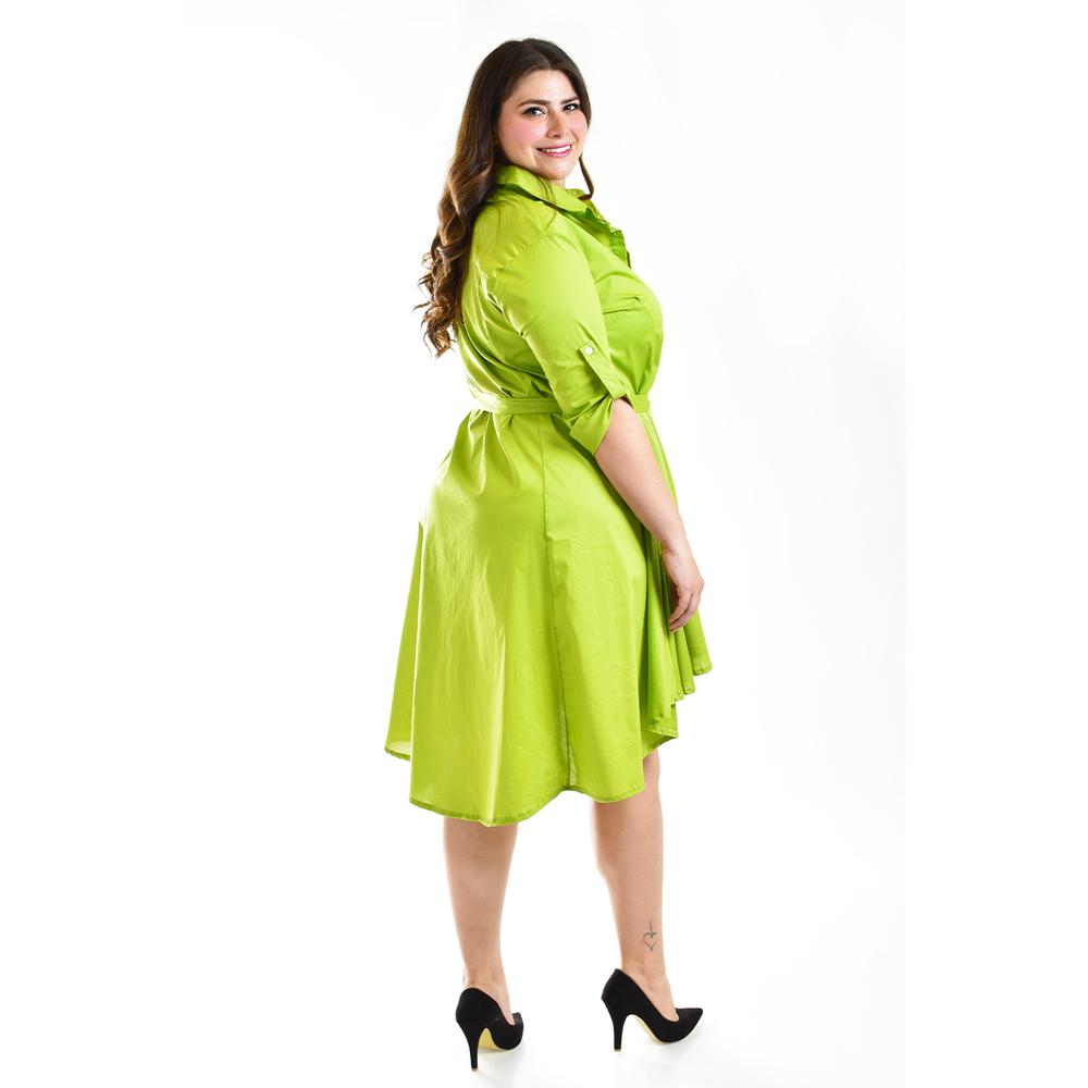 Foto 4 pulgar | Vestido Asimétrico Roman Fashion Tallas Extras Verde Lima para Mujer