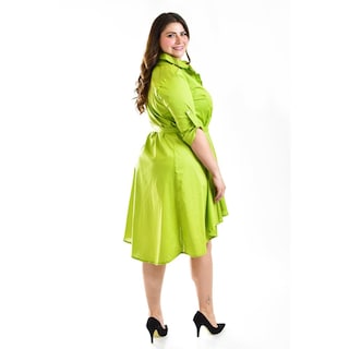 Foto 3 | Vestido Asimétrico Roman Fashion Tallas Extras Verde Lima para Mujer