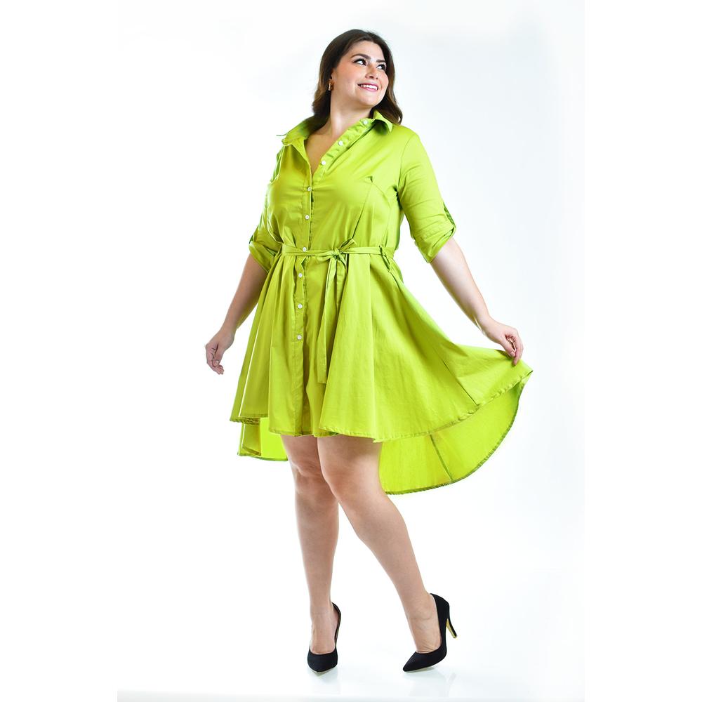 Foto 6 | Vestido Asimétrico Roman Fashion Tallas Extras Verde Lima para Mujer