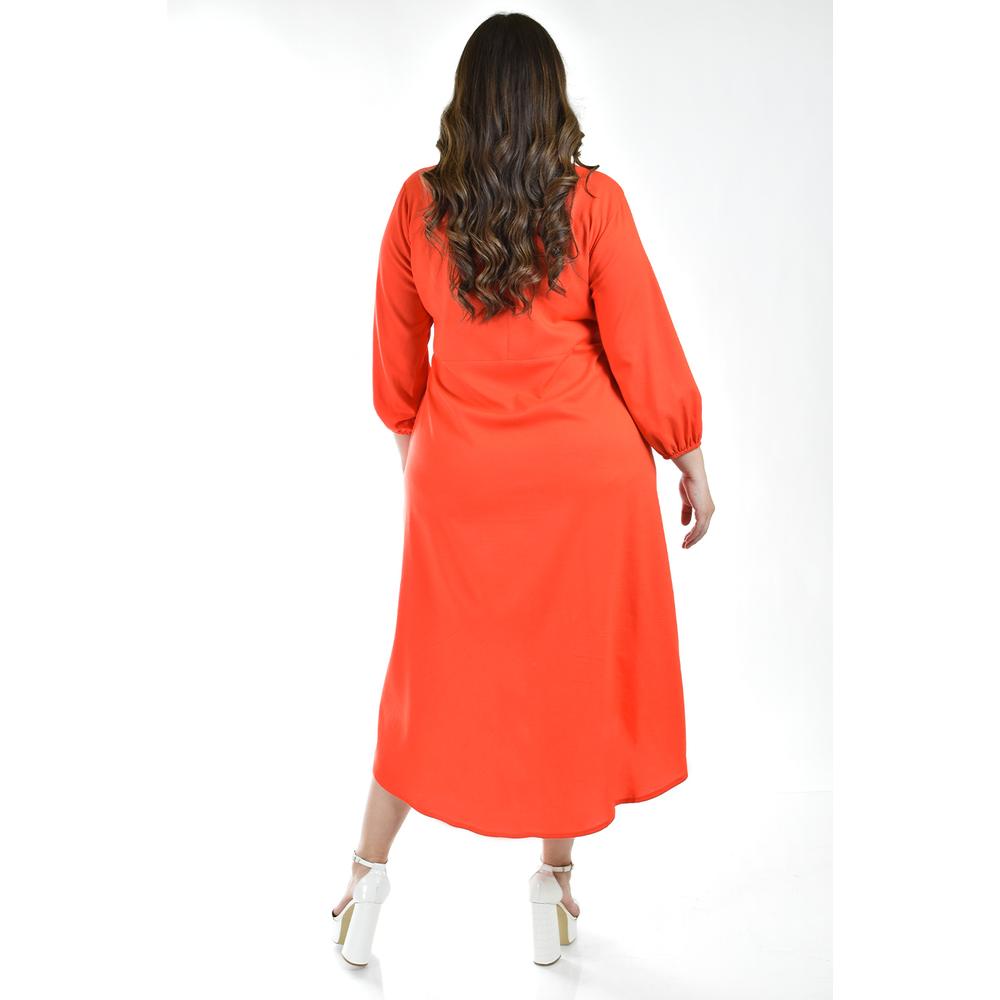 Foto 4 pulgar | Vestido Escote Moño Roman Fashion /tallas Extras 1054 Naranja
