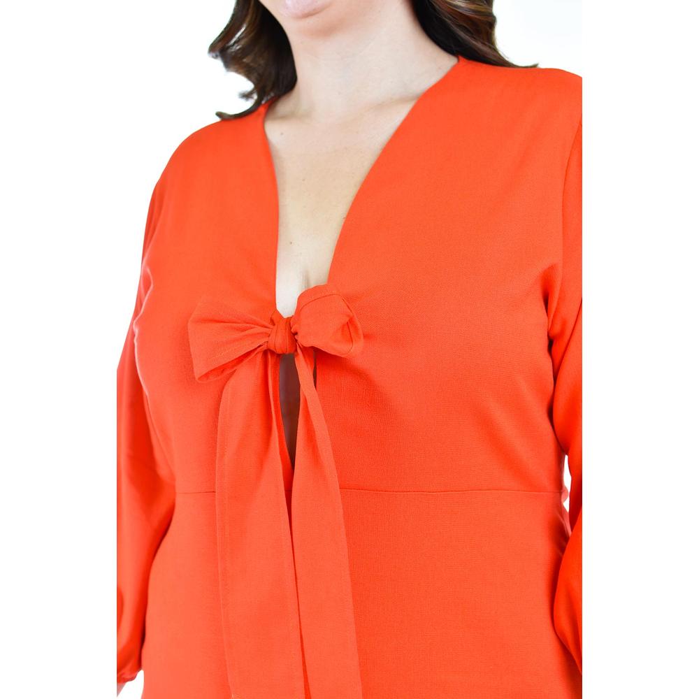 Foto 5 pulgar | Vestido Escote Moño Roman Fashion /tallas Extras 1054 Naranja