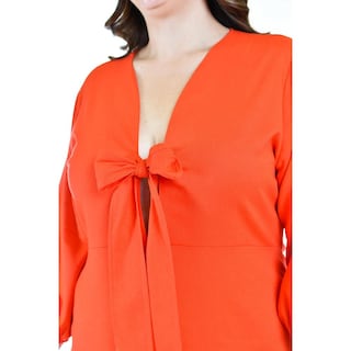 Foto 4 | Vestido Escote Moño Roman Fashion /tallas Extras 1054 Naranja
