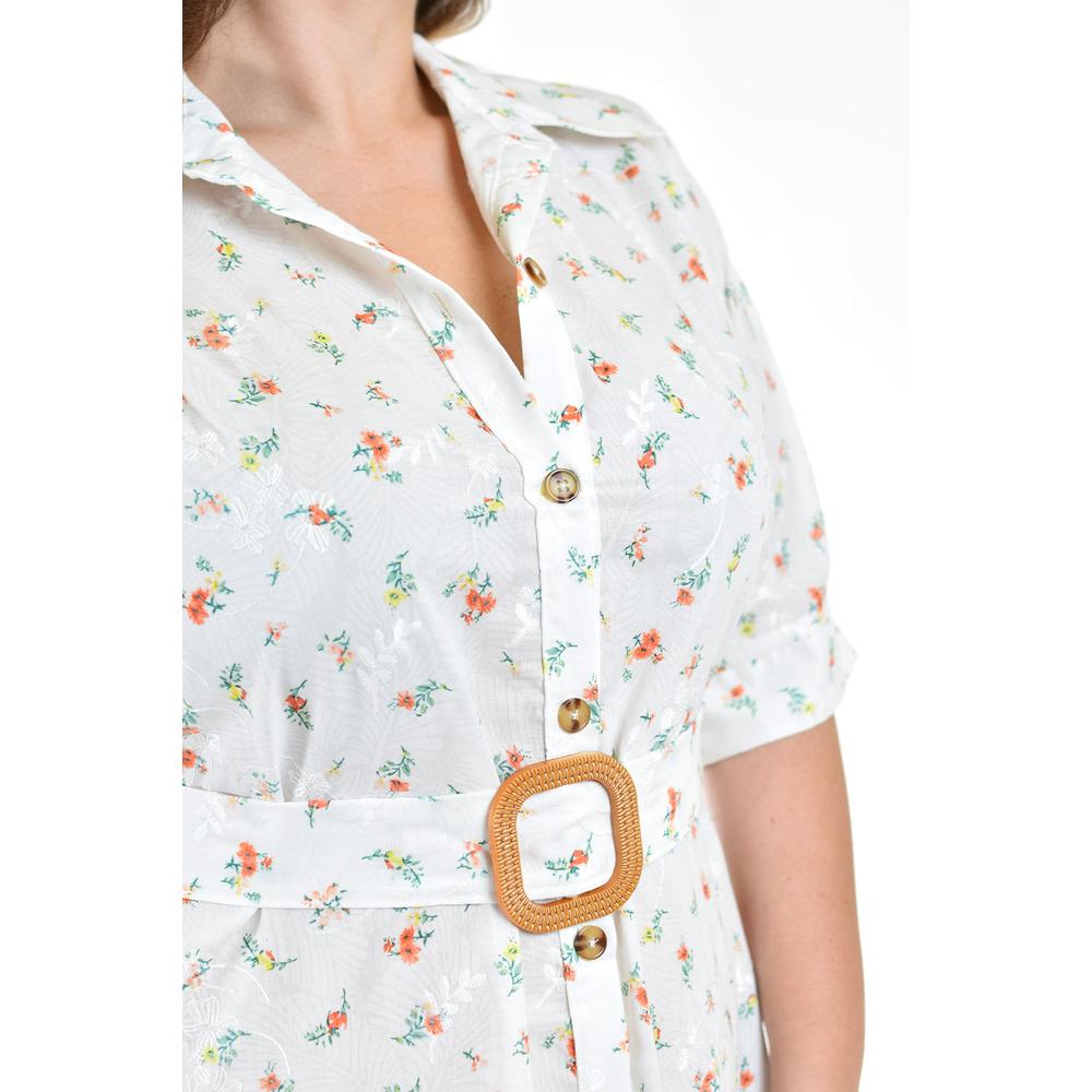 Foto 5 pulgar | Vestido Floreado Roman Fashion Tallas Extras 1004 Blanco