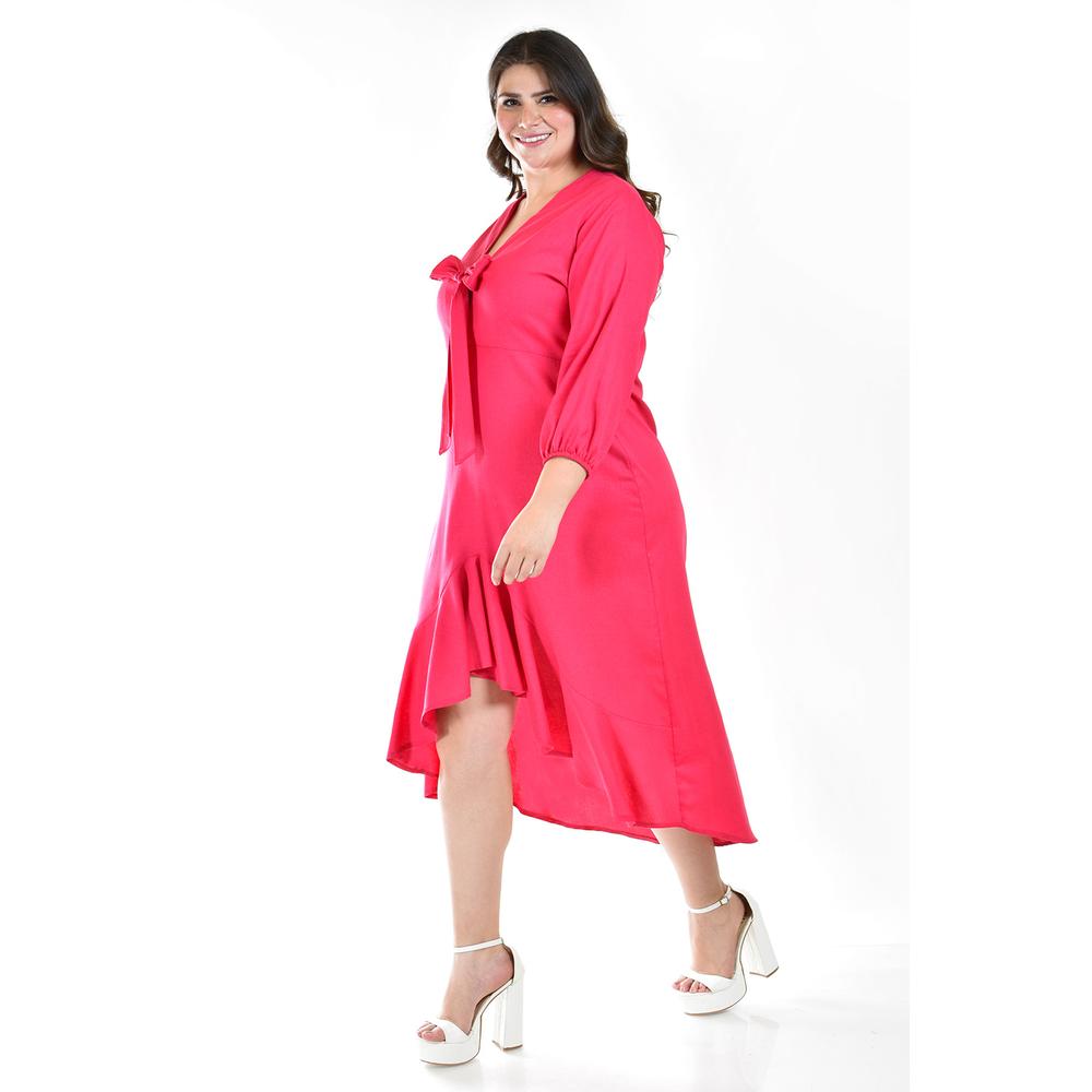 Foto 2 | Vestido Escote Moño Roman Fashion Tallas Extras 1054 Rosa