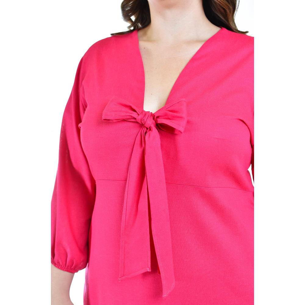 Foto 5 pulgar | Vestido Escote Moño Roman Fashion Tallas Extras 1054 Rosa