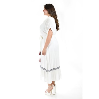 Foto 2 | Vestido Camisero con Cinto Roman Fashion Talla Extras Blanco para Mujer