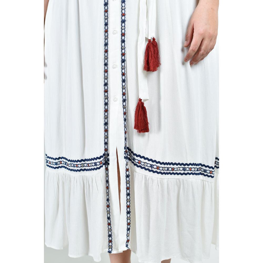 Foto 5 pulgar | Vestido Camisero con Cinto Roman Fashion Talla Extras Blanco para Mujer