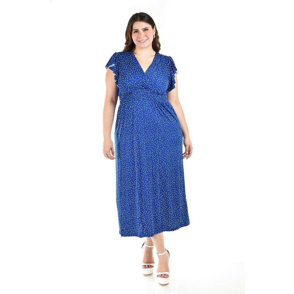 Foto 2 pulgar | Vestido Midi de Puntos Roman Fashion Tallas Extras 9940x Azul