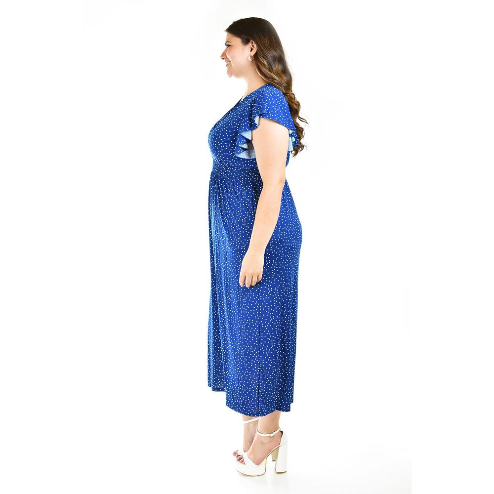 Foto 3 pulgar | Vestido Midi de Puntos Roman Fashion Tallas Extras 9940x Azul