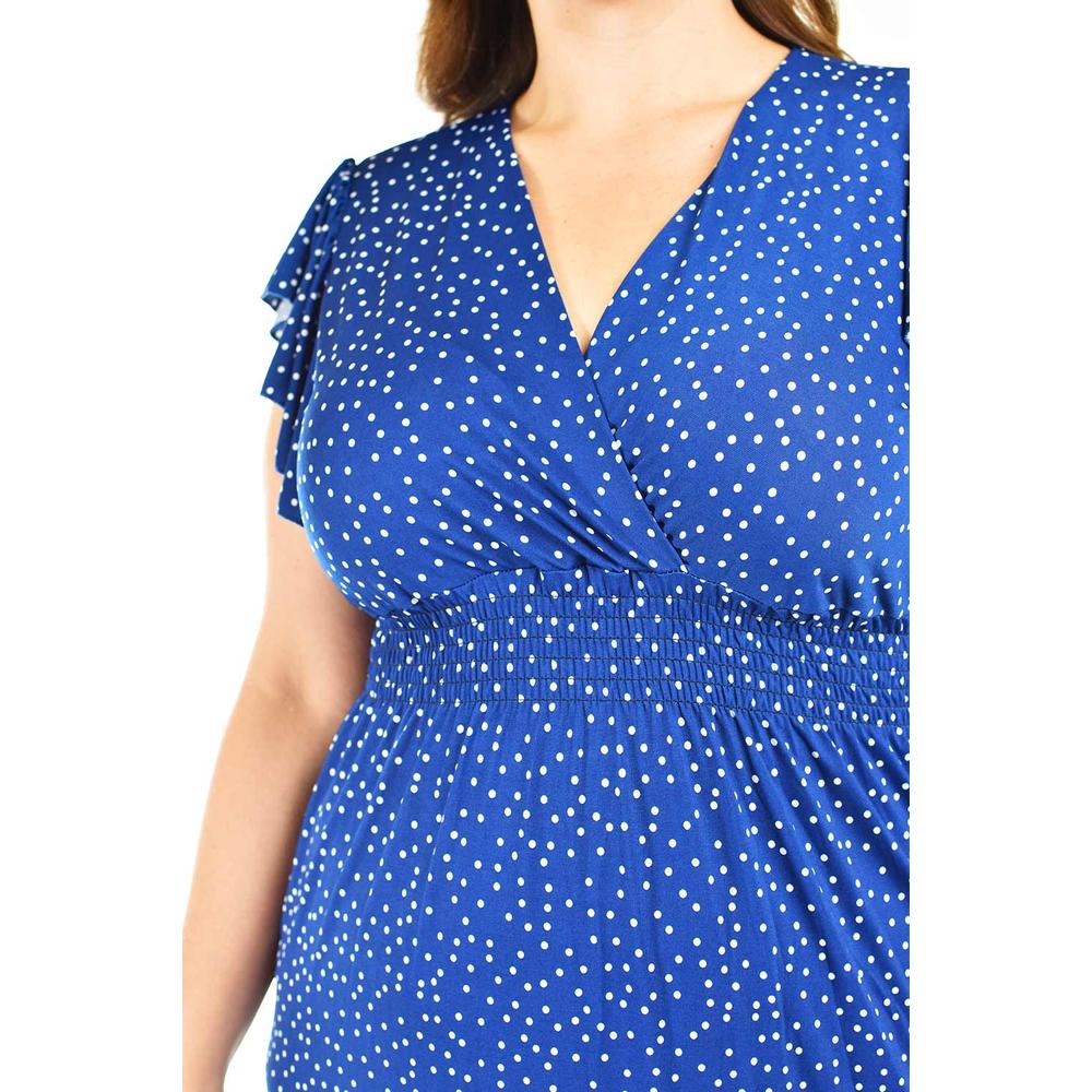 Foto 5 pulgar | Vestido Midi de Puntos Roman Fashion Tallas Extras 9940x Azul