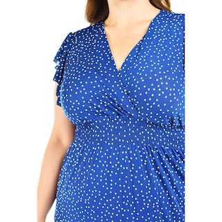 Foto 4 | Vestido Midi de Puntos Roman Fashion Tallas Extras 9940x Azul
