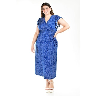 Foto 5 | Vestido Midi de Puntos Roman Fashion Tallas Extras 9940x Azul