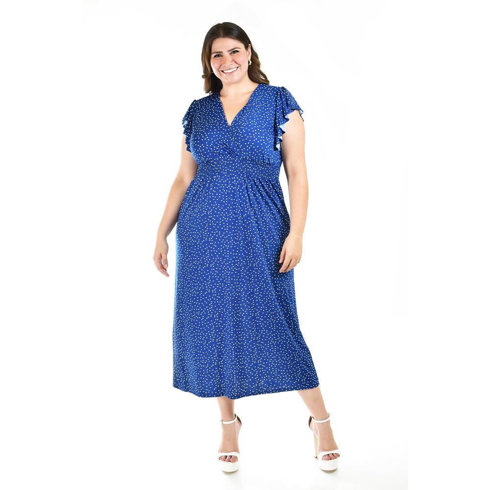Foto 7 pulgar | Vestido Midi de Puntos Roman Fashion Tallas Extras 9940x Azul