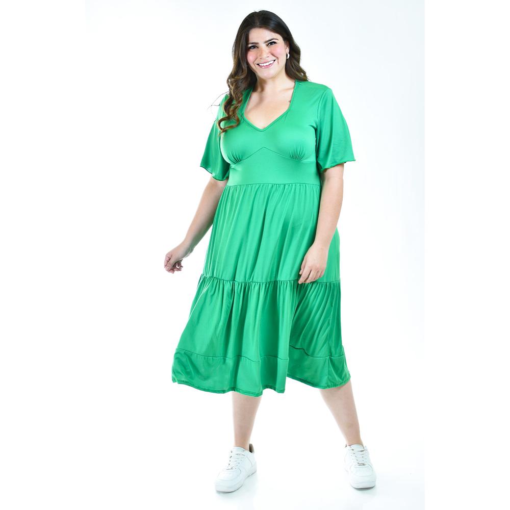 Foto 2 pulgar | Vestido Midi Casual Roman Fashion /tallas Extras 4285 Verde