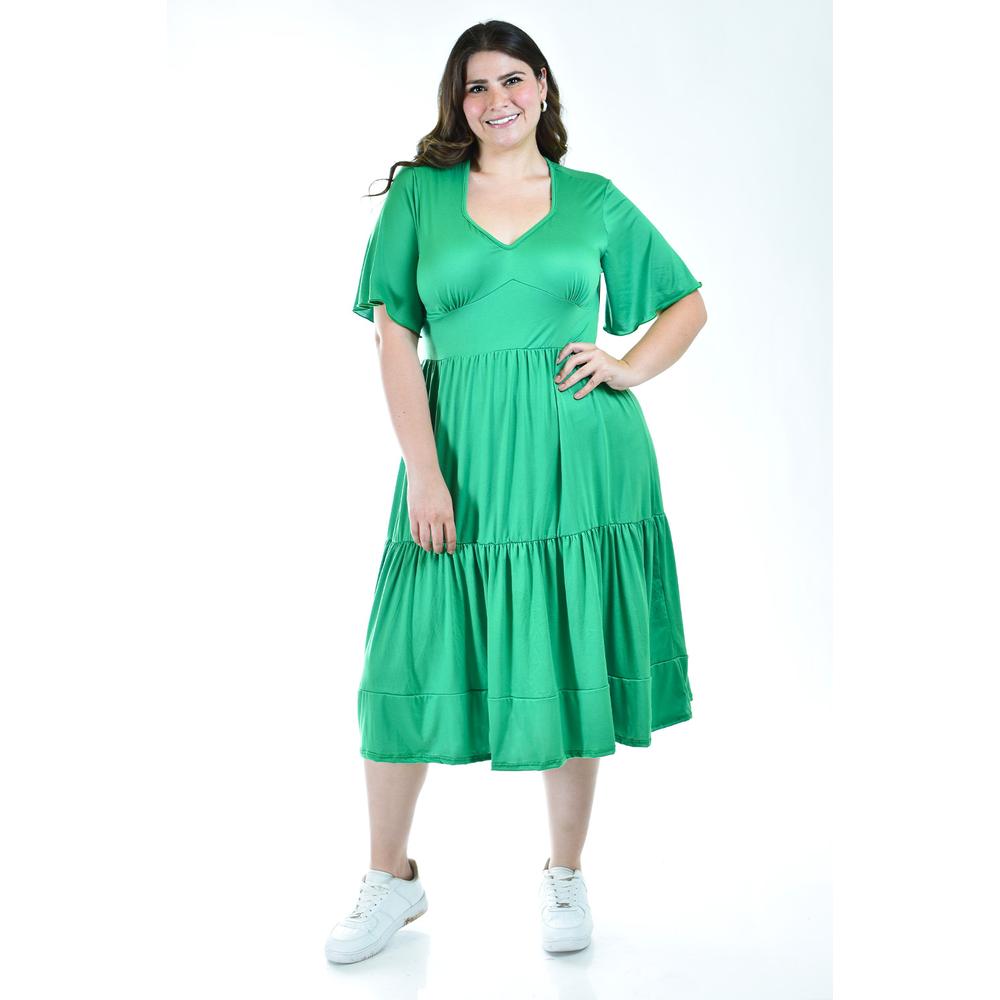 Foto 6 pulgar | Vestido Midi Casual Roman Fashion /tallas Extras 4285 Verde