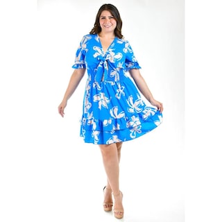 Foto 1 | Vestido Roman Fashion Tallas Extras Azul para Mujer