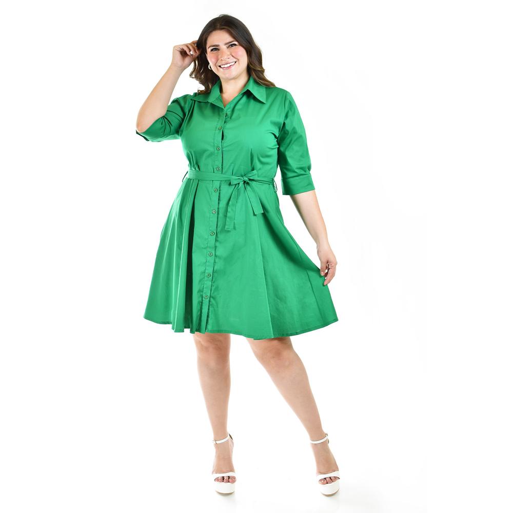 Vestido de Popelina Roman Fashion Tallas Extras 1063 Verde