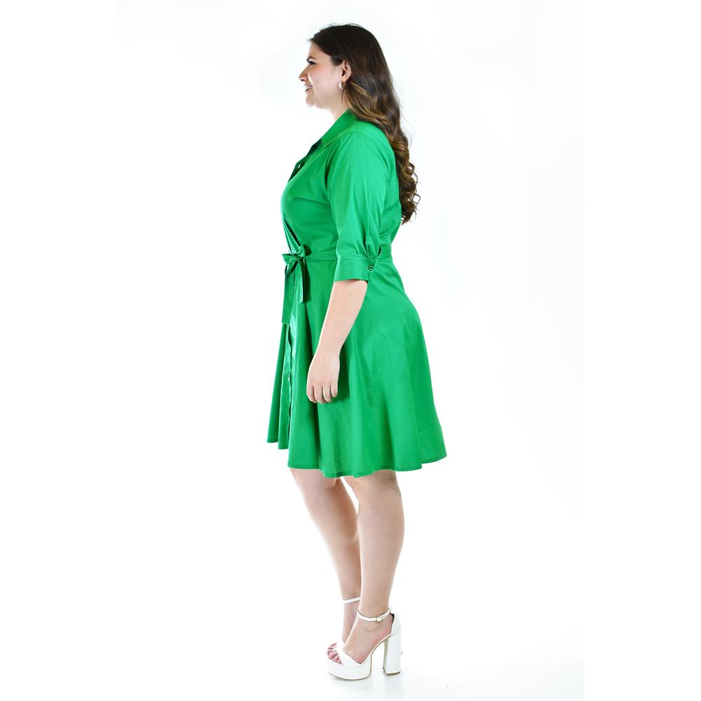 Foto 3 pulgar | Vestido de Popelina Roman Fashion Tallas Extras 1063 Verde