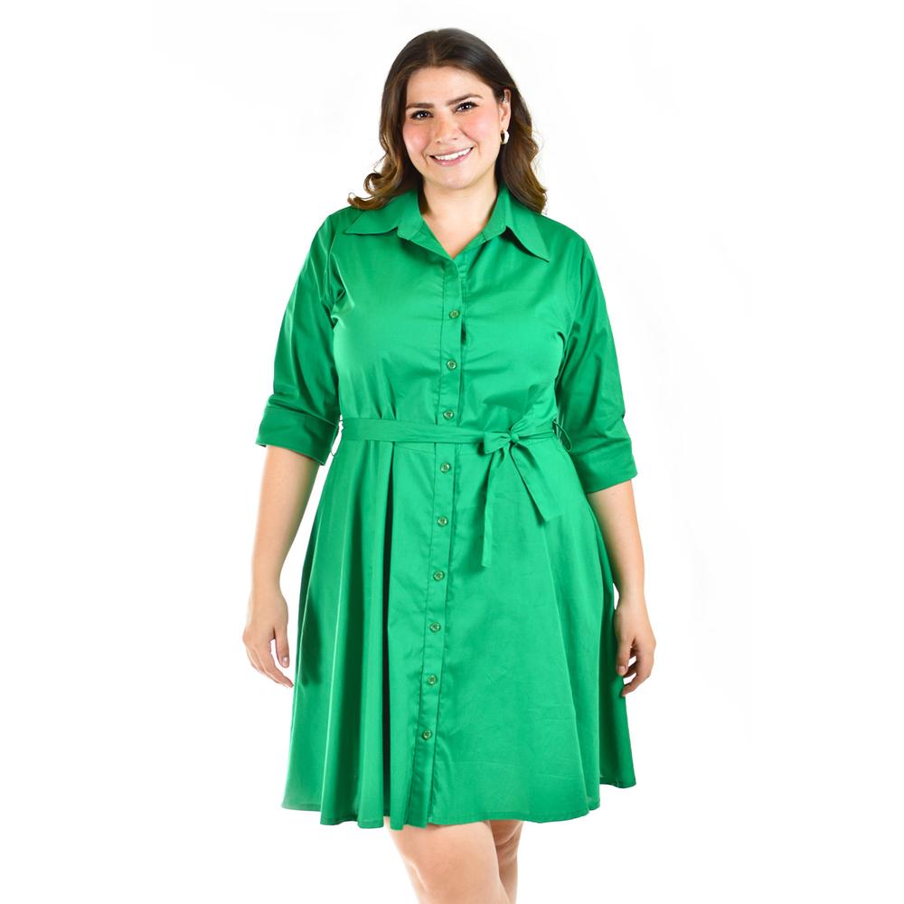 Foto 5 | Vestido de Popelina Roman Fashion Tallas Extras 1063 Verde