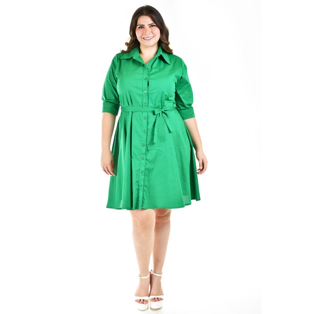 Foto 6 | Vestido de Popelina Roman Fashion Tallas Extras 1063 Verde