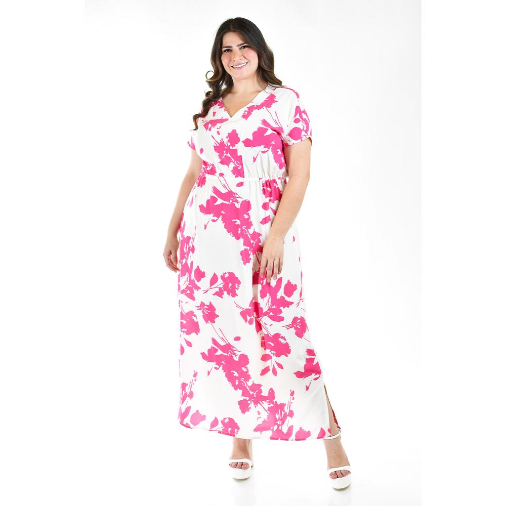 Foto 2 pulgar | Vestido Largo Floreado Roman Fashion /tallas Extras 4331 Fucsia