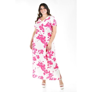 Foto 1 | Vestido Largo Floreado Roman Fashion /tallas Extras 4331 Fucsia