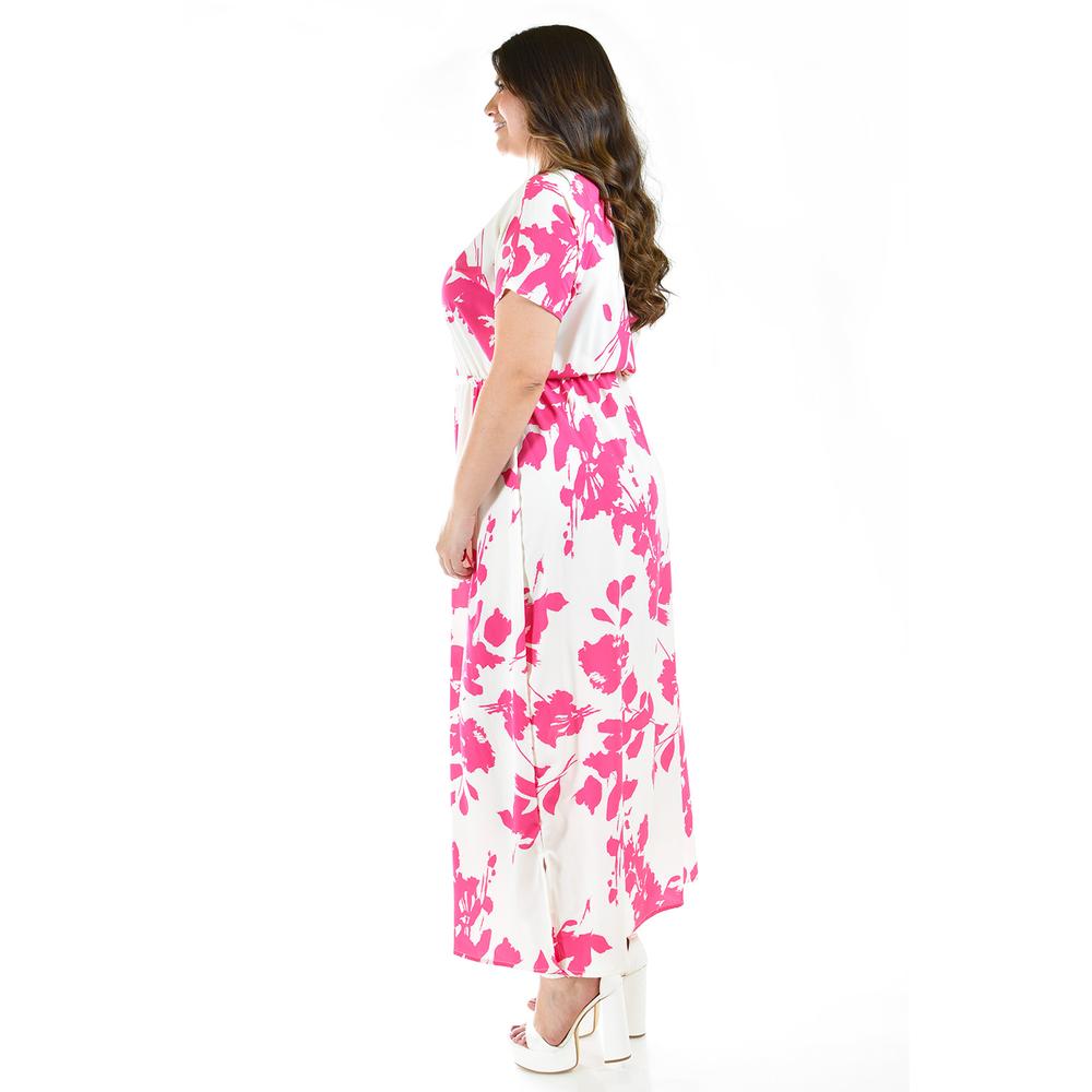 Foto 3 pulgar | Vestido Largo Floreado Roman Fashion /tallas Extras 4331 Fucsia