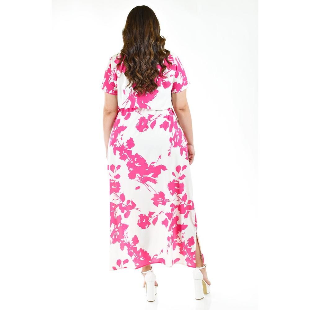Foto 4 pulgar | Vestido Largo Floreado Roman Fashion /tallas Extras 4331 Fucsia