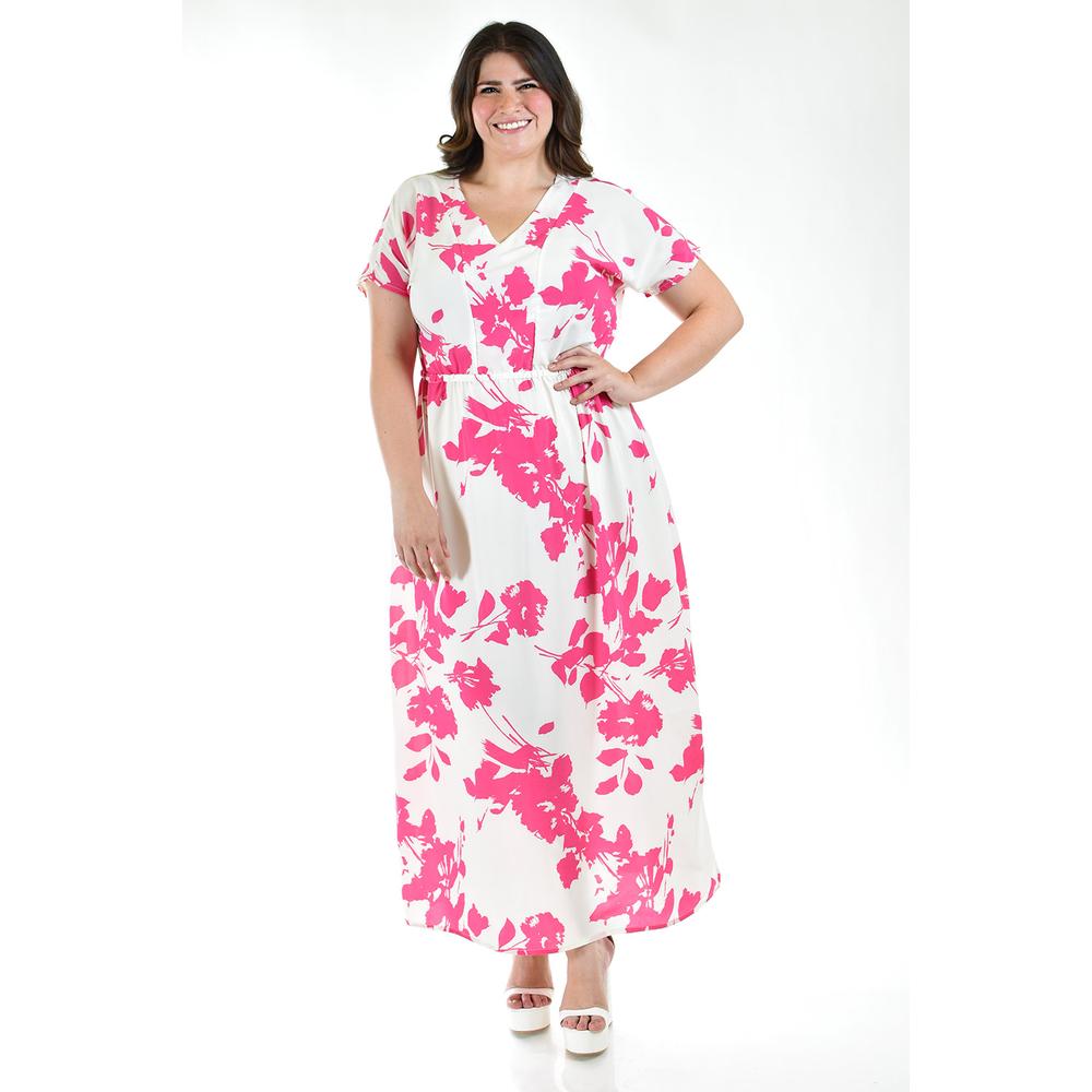 Foto 6 pulgar | Vestido Largo Floreado Roman Fashion /tallas Extras 4331 Fucsia