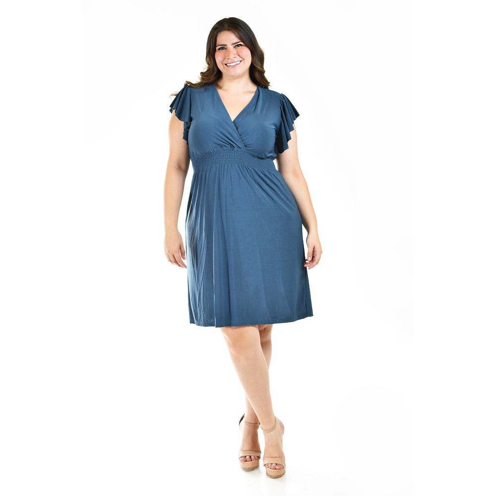 Foto 2 pulgar | Vestido Manga Con Volantes Roman Fashion /tallas Extras, 8867-so (azul Petroleo) Azul Petroleo