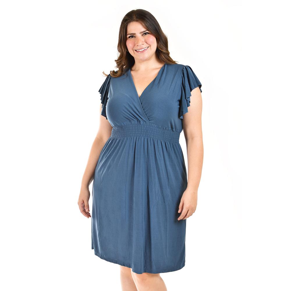 Foto 5 | Vestido Manga Con Volantes Roman Fashion /tallas Extras, 8867-so (azul Petroleo) Azul Petroleo