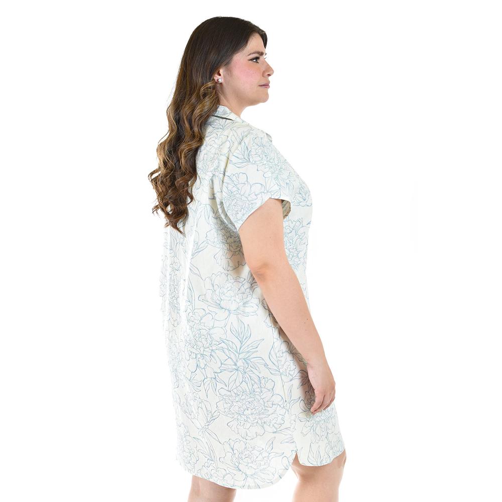 Foto 4 pulgar | Vestido Camisero Roman Fashion Tallas Extras Estampado Azul para Mujer