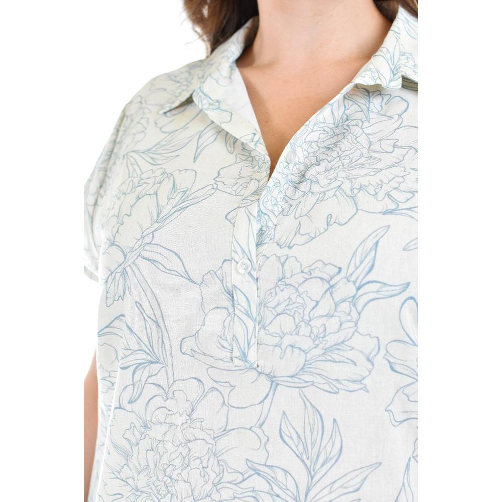 Foto 4 | Vestido Camisero Roman Fashion Tallas Extras Estampado Azul para Mujer